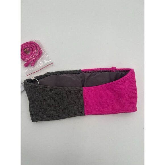 NWT Pilyq Womens Acai Reef Bandeau Bikini Top Hot Pink Gray Halter Option - Picture 5 of 7